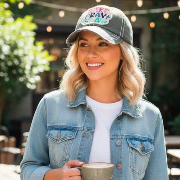 2/$30 Ladies Grey Wake Pray Slay Baseball Hat - Picture 2 of 9